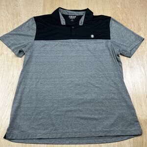 IZOD Golf Polo Men’s Large Gray Black Colorblock Stretch GC Performance